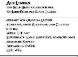 Spöring Taschenuhr "Alt-Luzern" IWC